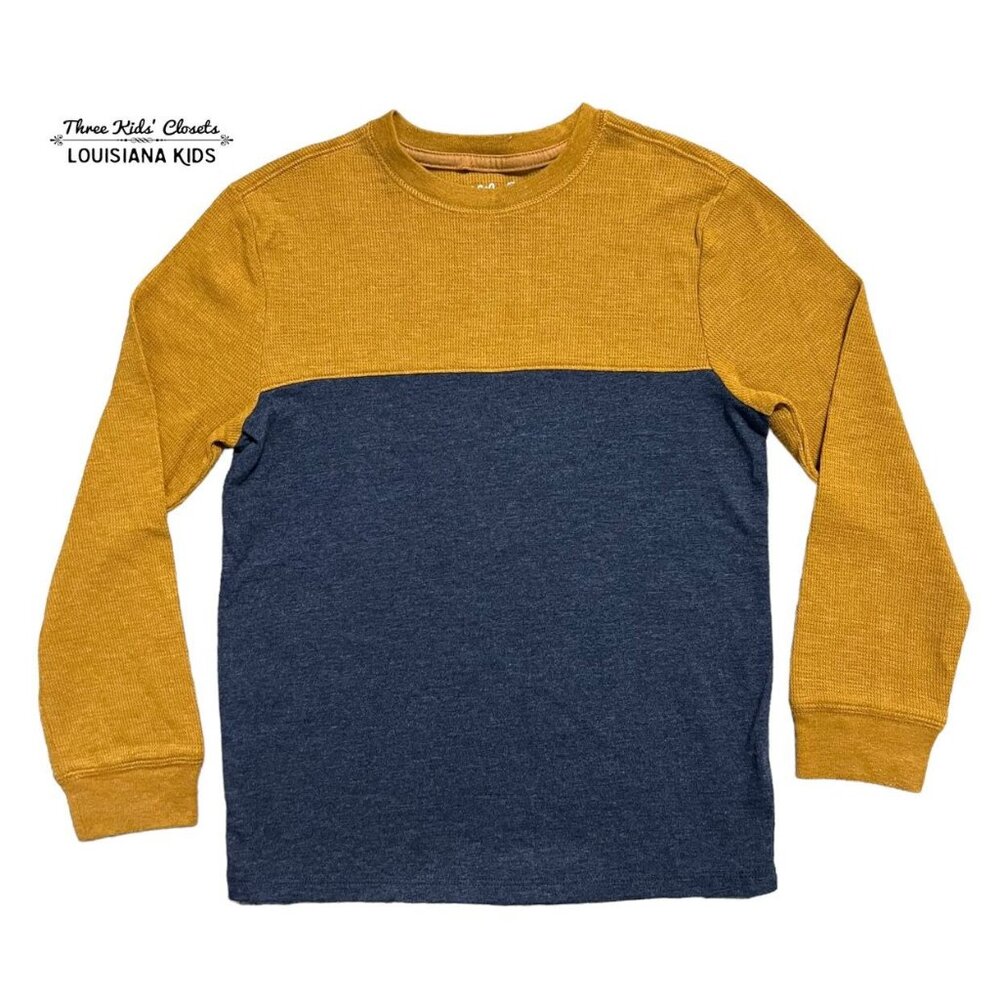 Cat & Jack S (6/7) Color Block Blue & Gold Thermal Shirt